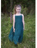Forest Green Chiffon Corset Back Flower Girl Dress